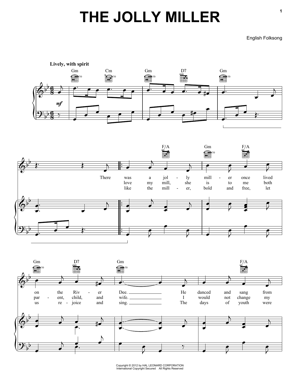 Traditional Jolly Miller Sheet Music