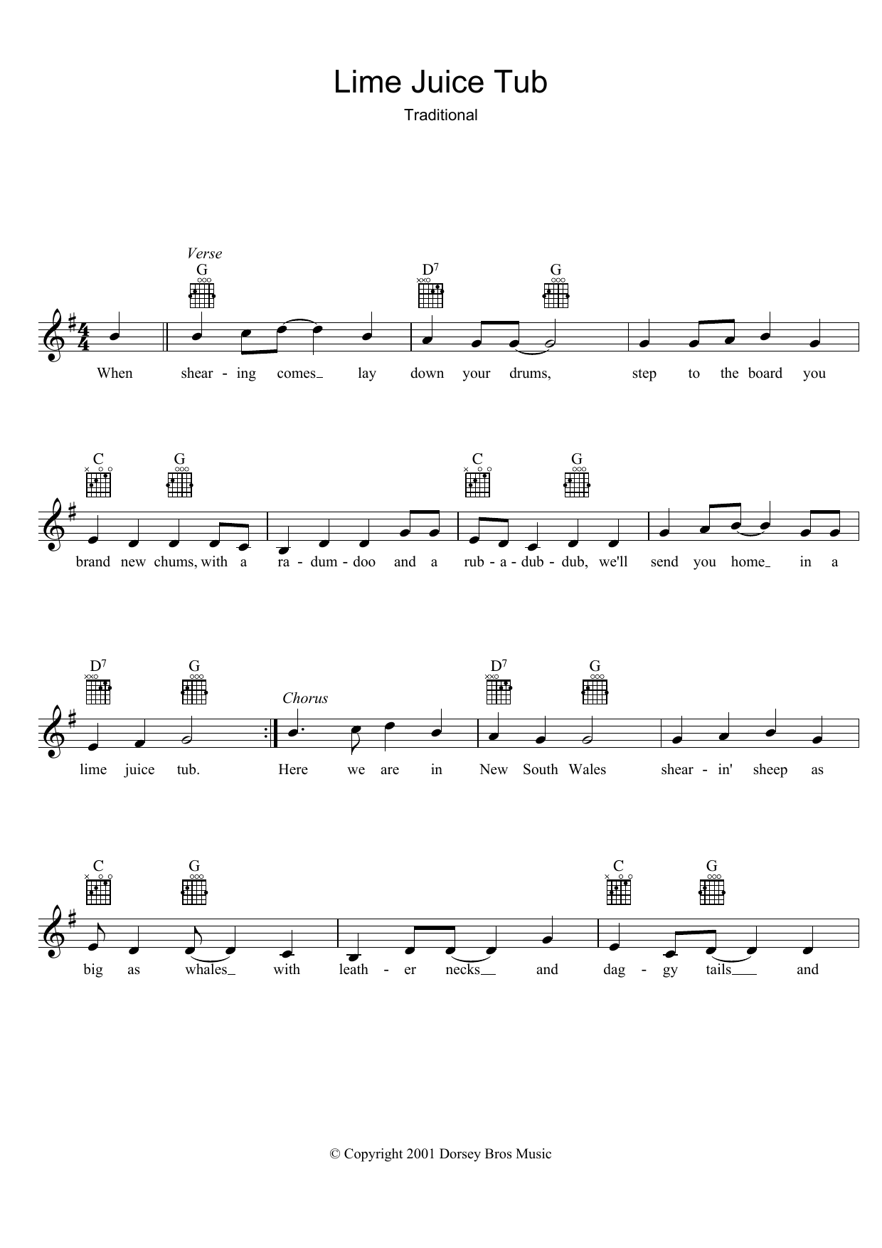 Traditional Lime Juice Tub Sheet Music
