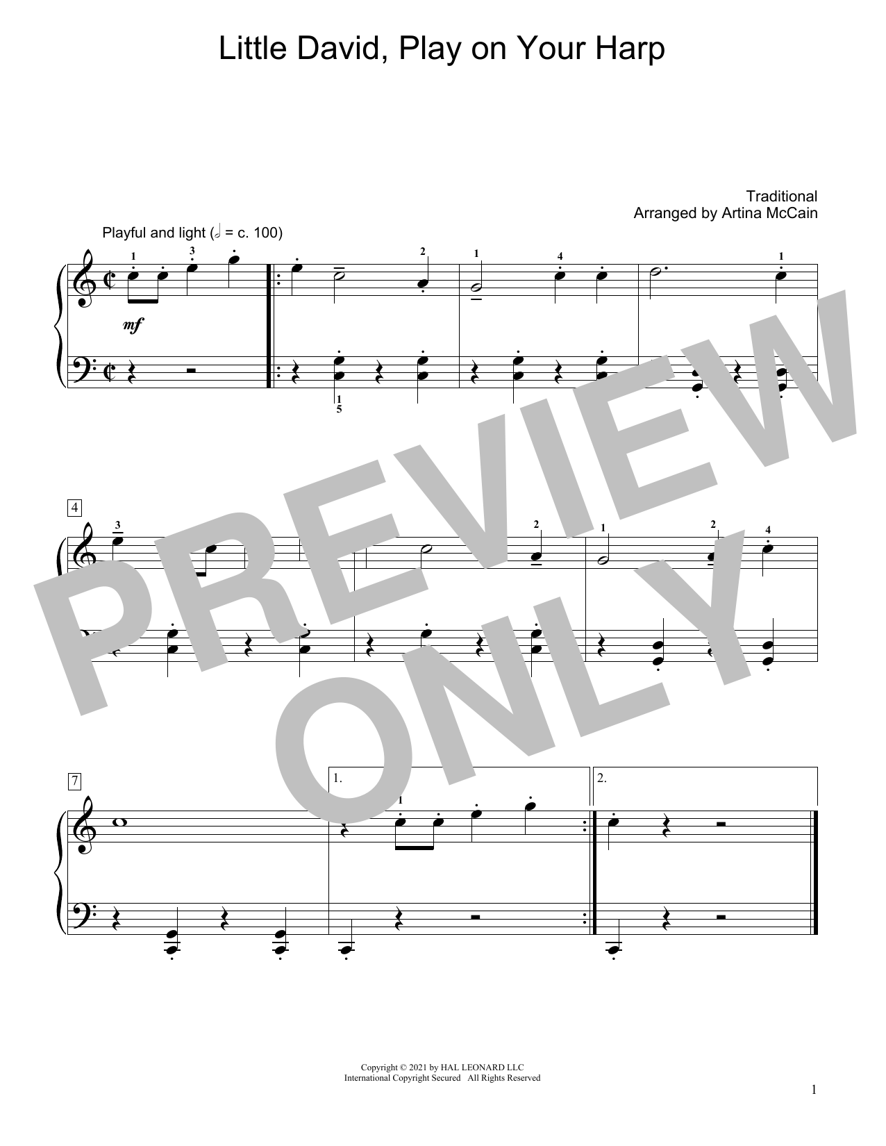 Traditional Little David, Play On Your Harp (arr. Artina McCain) Sheet Music