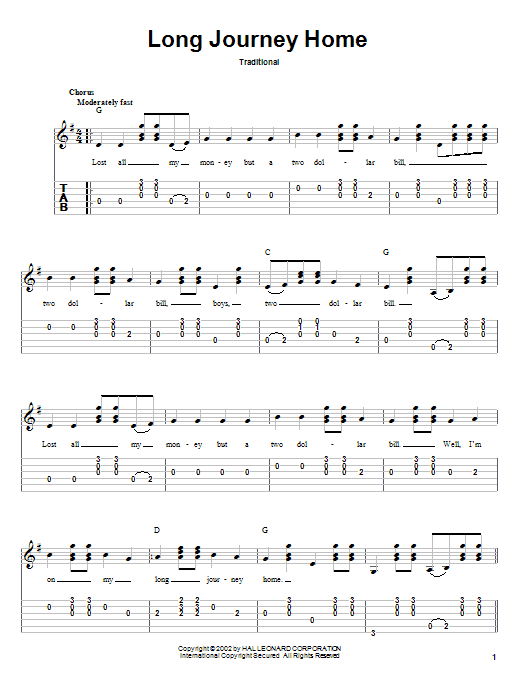 Traditional Long Journey Home Sheet Music
