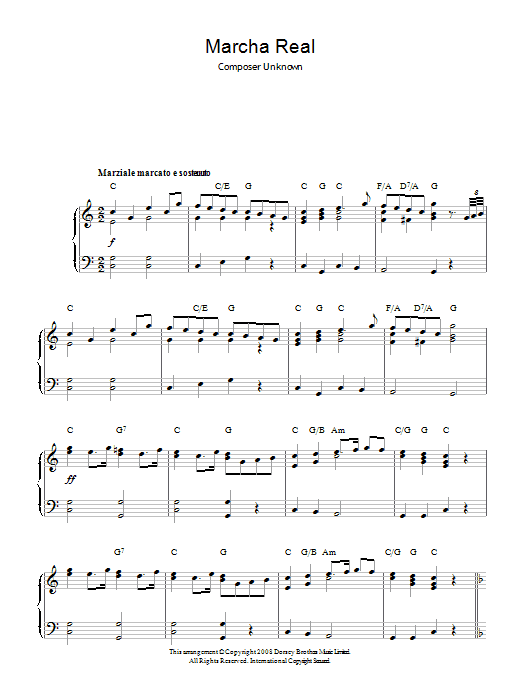 Traditional Marcha Real (Spanish National Anthem) Sheet Music