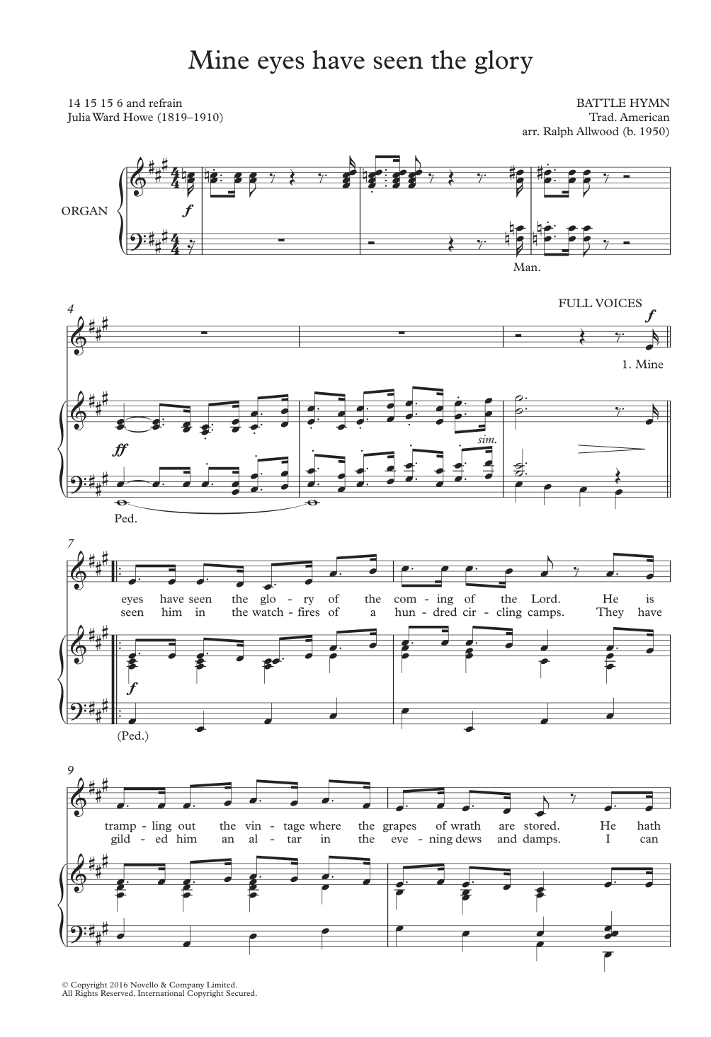 Traditional Mine Eyes Have Seen The Glory (arr. Ralph Allwood) Sheet Music