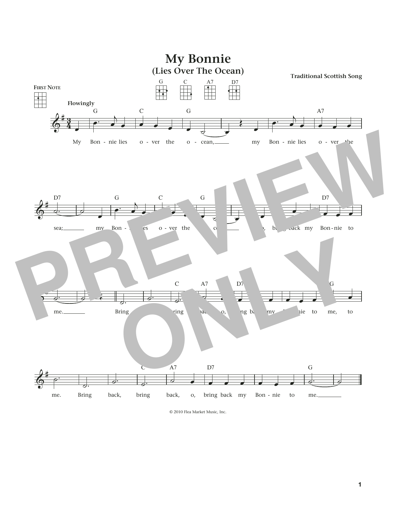 Traditional My Bonnie Lies Over The Ocean (from The Daily Ukulele) (arr. Liz and Jim Beloff) Sheet Music
