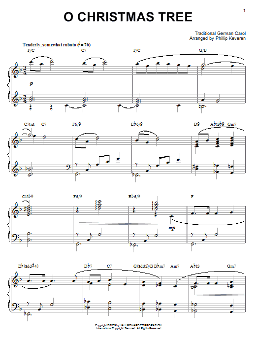 Traditional O Christmas Tree [Jazz version] (arr. Phillip Keveren) Sheet Music