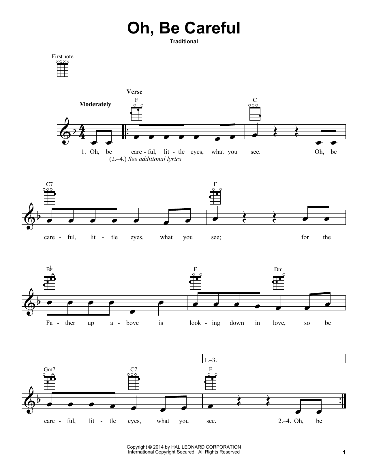 Traditional Oh, Be Careful Sheet Music