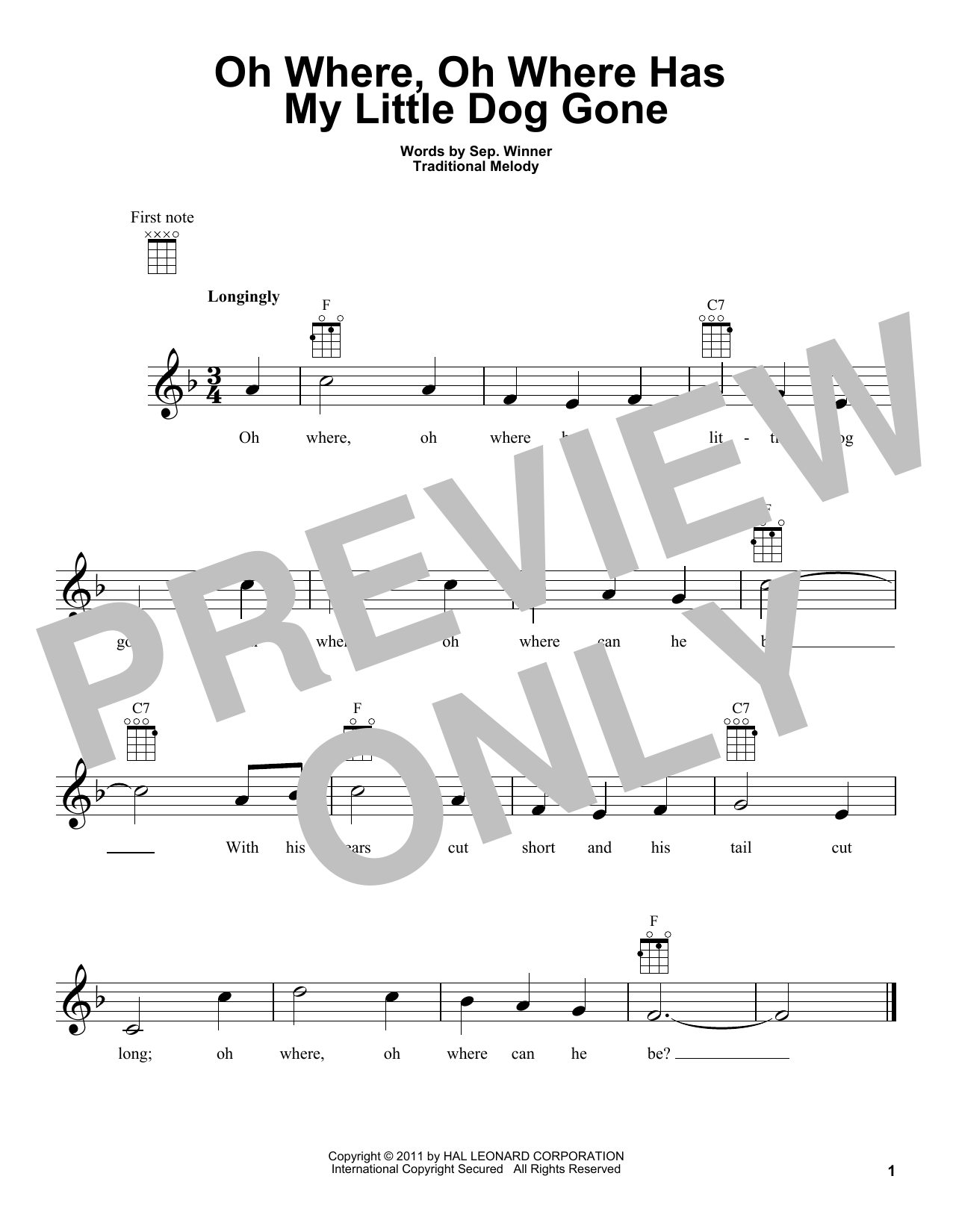 Traditional Oh Where, Oh Where Has My Little Dog Gone Sheet Music