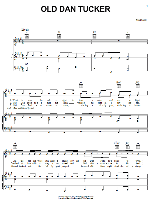 Traditional Old Dan Tucker Sheet Music