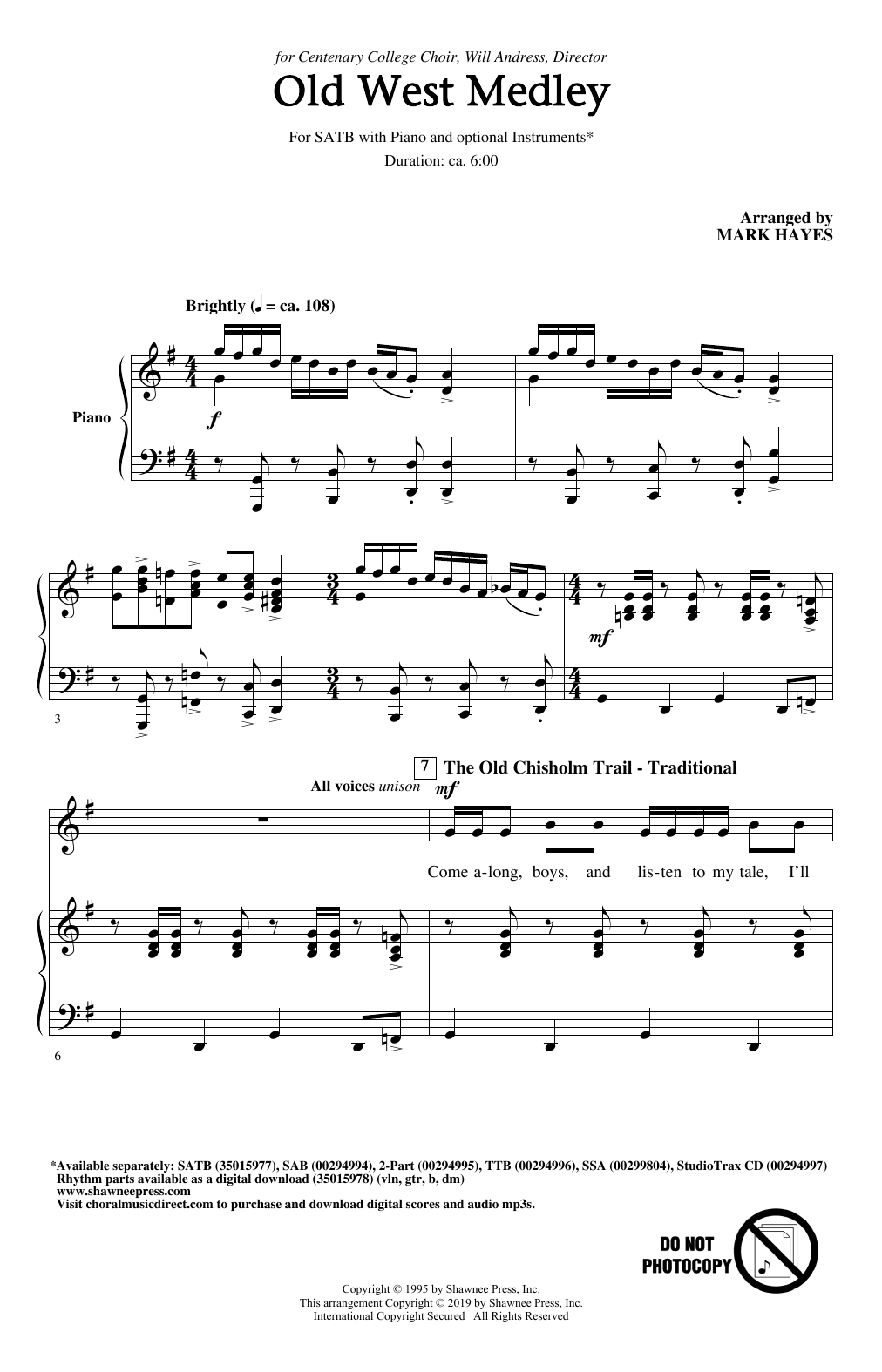 Traditional Old West Medley (arr. Mark Hayes) Sheet Music