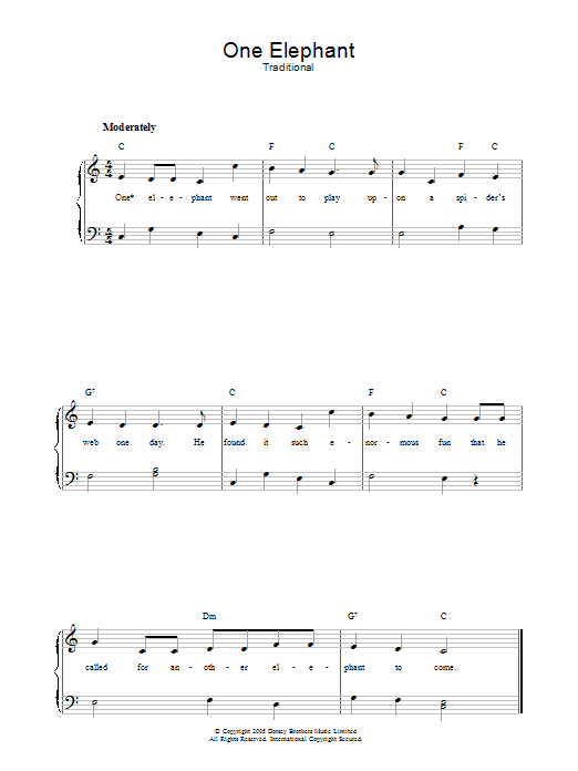 Traditional One Elephant Sheet Music