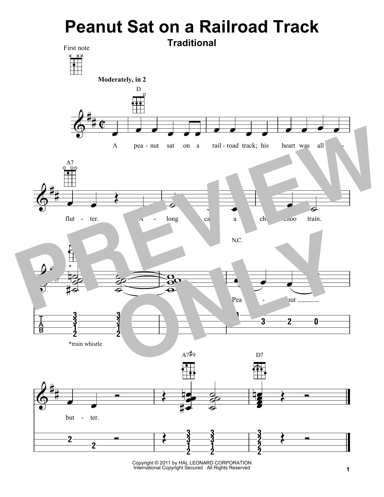 Traditional Peanut Sat On A Railroad Track Sheet Music