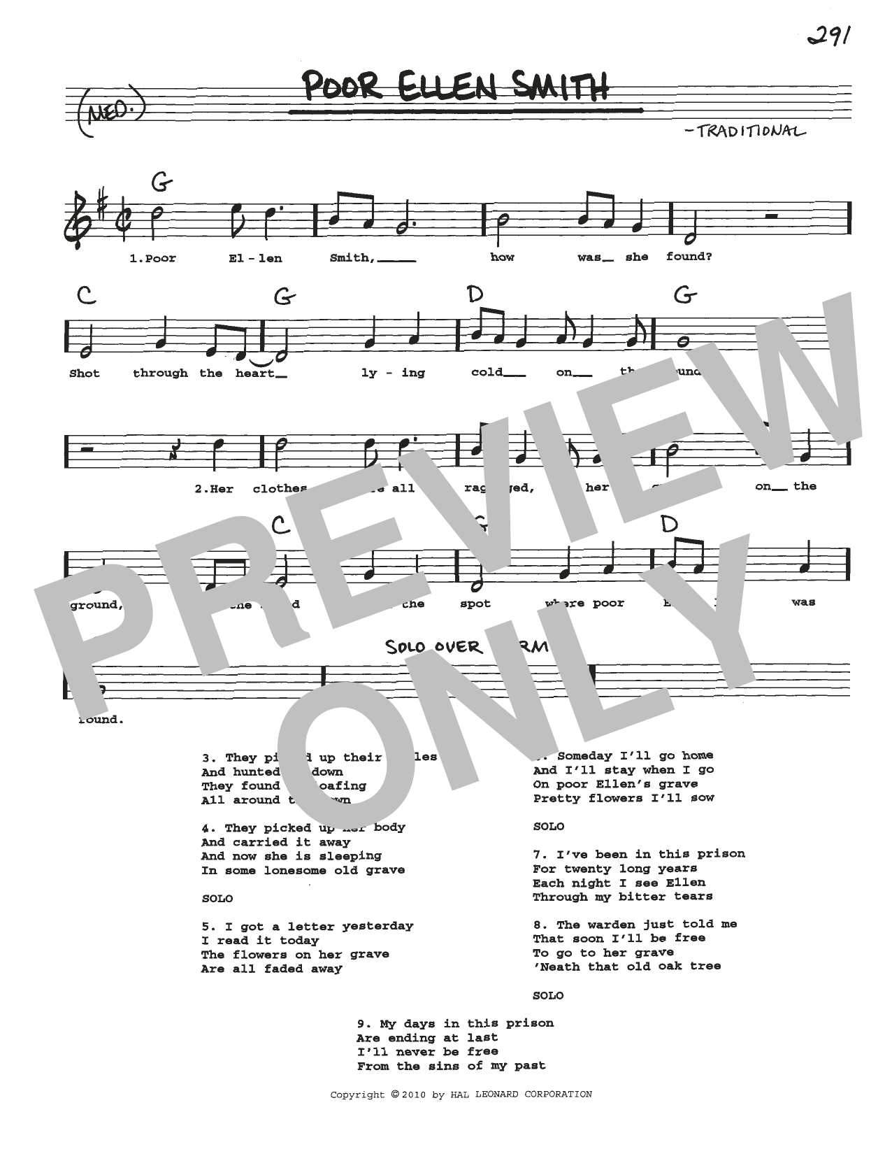Traditional Poor Ellen Smith Sheet Music