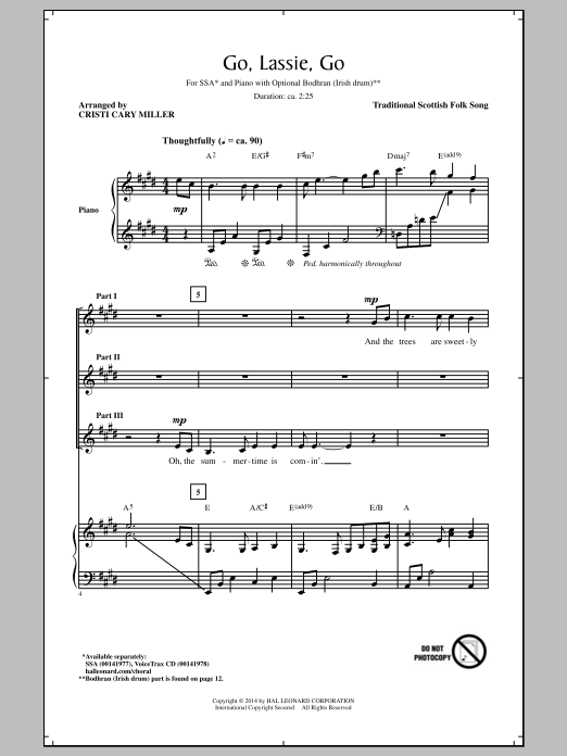 Traditional Scottish Folksong Go, Lassie, Go (arr. Cristi Cary Miller) Sheet Music