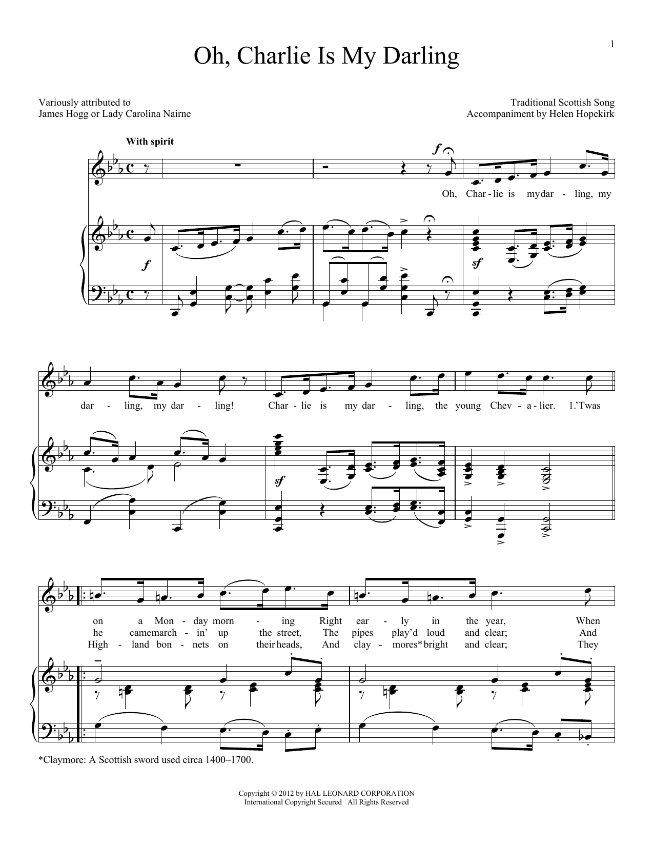 Traditional Scottish Song Oh, Charlie Is My Darling Sheet Music