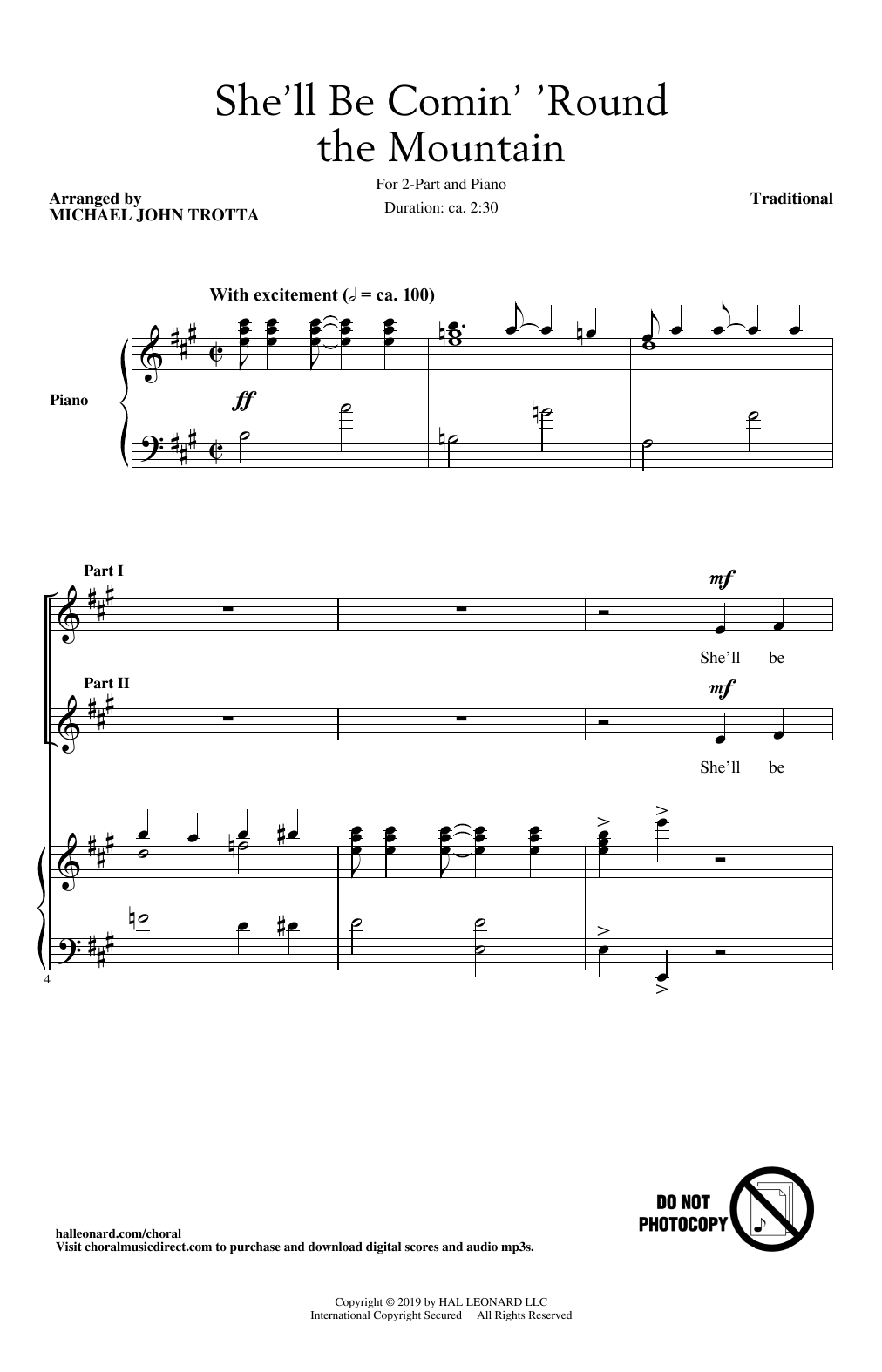 Traditional She'll Be Comin' Around The Mountain (arr. Michael John Trotta) Sheet Music
