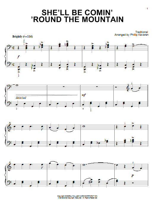 Traditional She'll Be Comin' 'Round The Mountain (arr. Phillip Keveren) Sheet Music