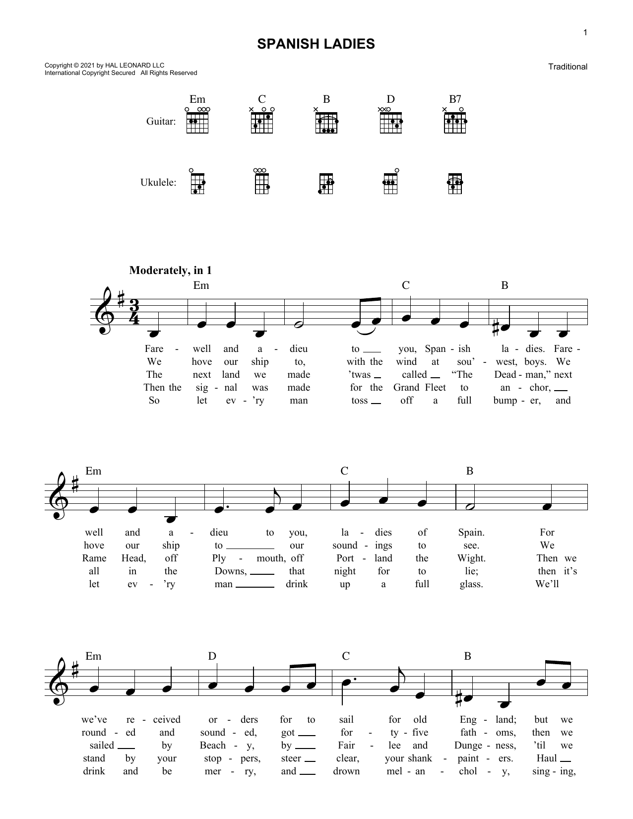 Traditional Spanish Ladies Sheet Music