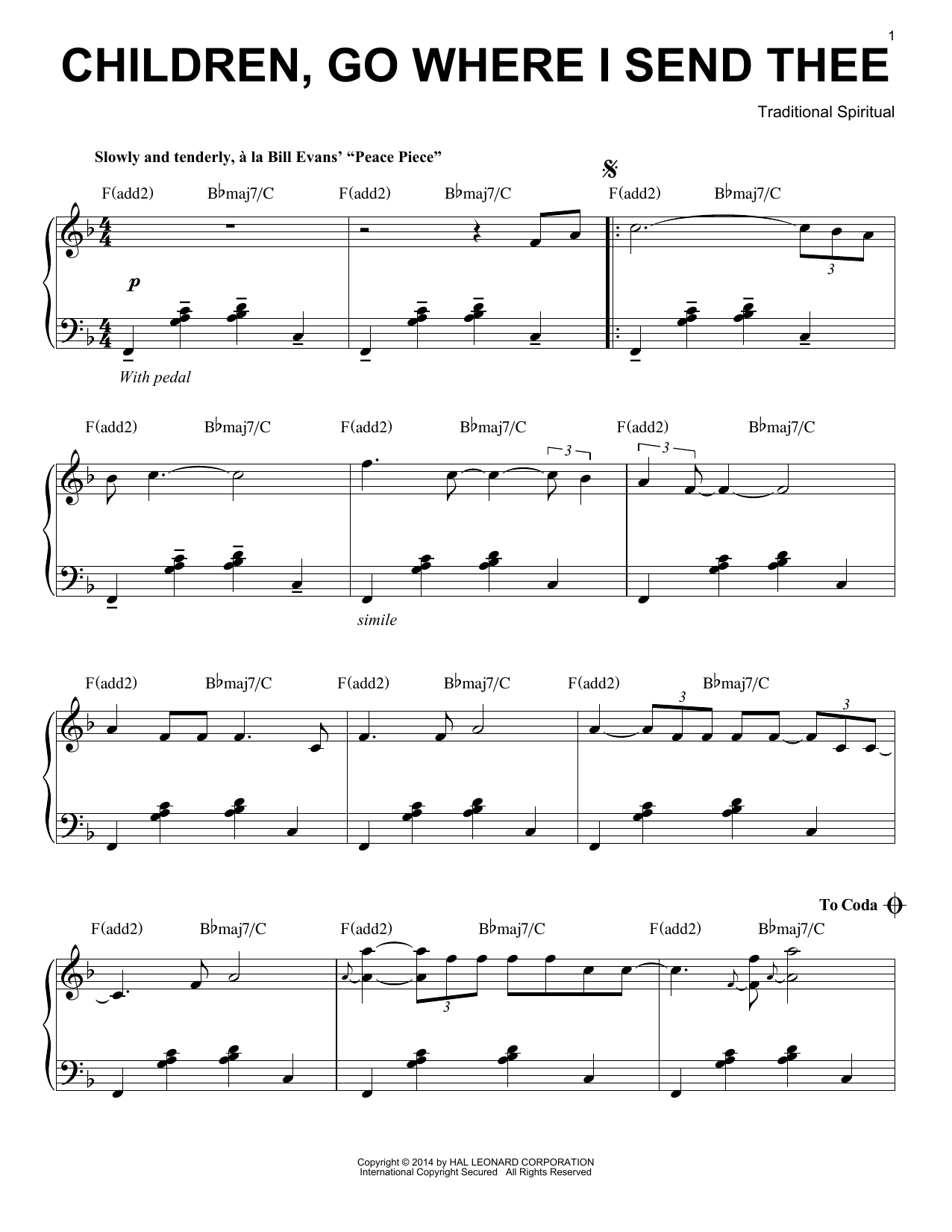 Traditional Spiritual Children Go Where I Send Thee [Jazz version] (arr. Brent Edstrom) Sheet Music