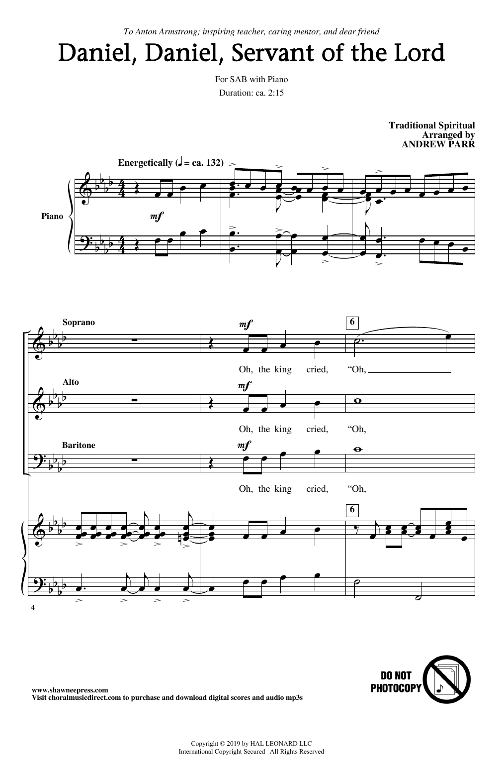 Traditional Spiritual Daniel, Daniel, Servant Of The Lord (arr. Andrew Parr) Sheet Music