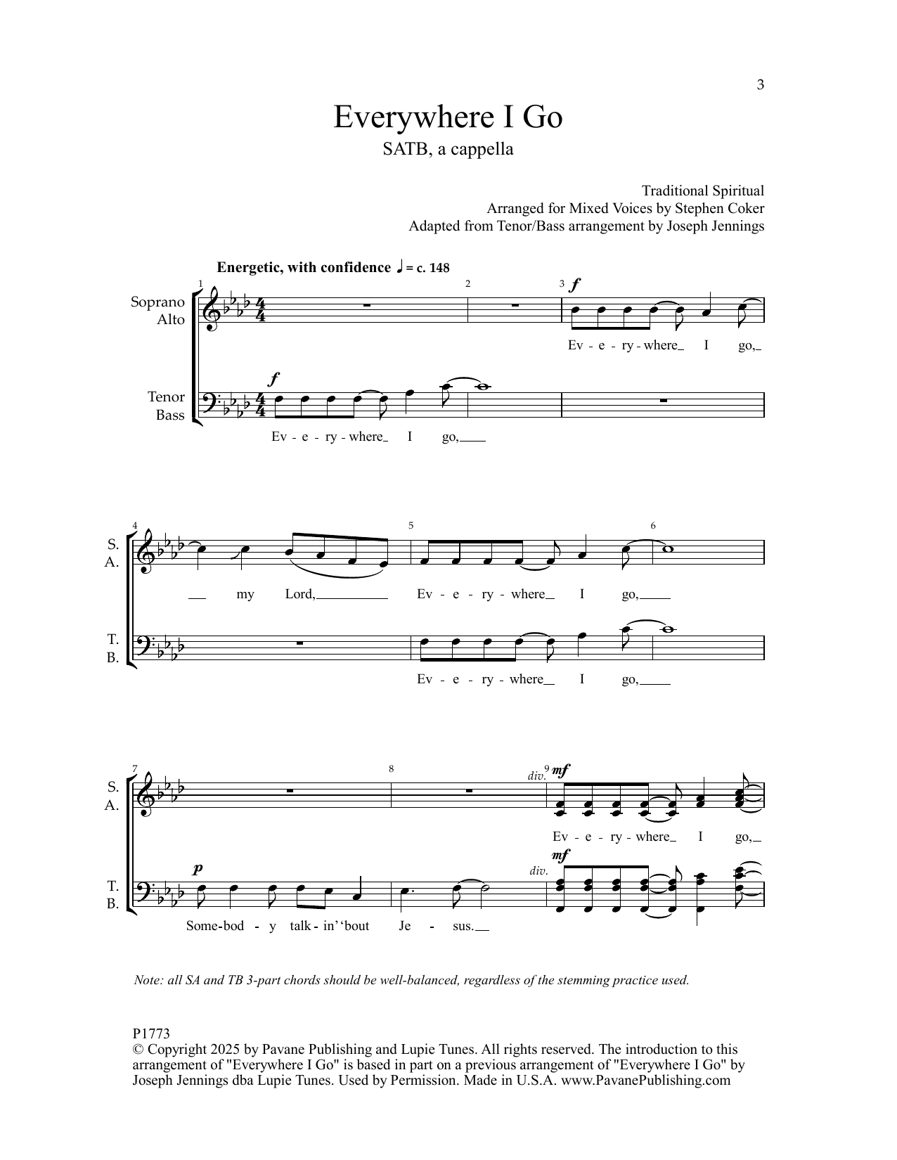 Traditional Spiritual Everywhere I Go (arr. Stephen Coker) Sheet Music