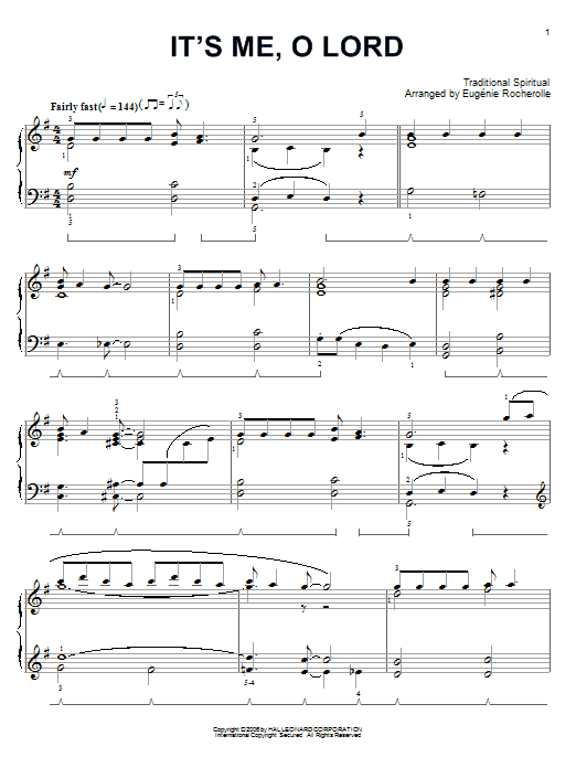 Traditional Spiritual It's Me, O Lord Sheet Music