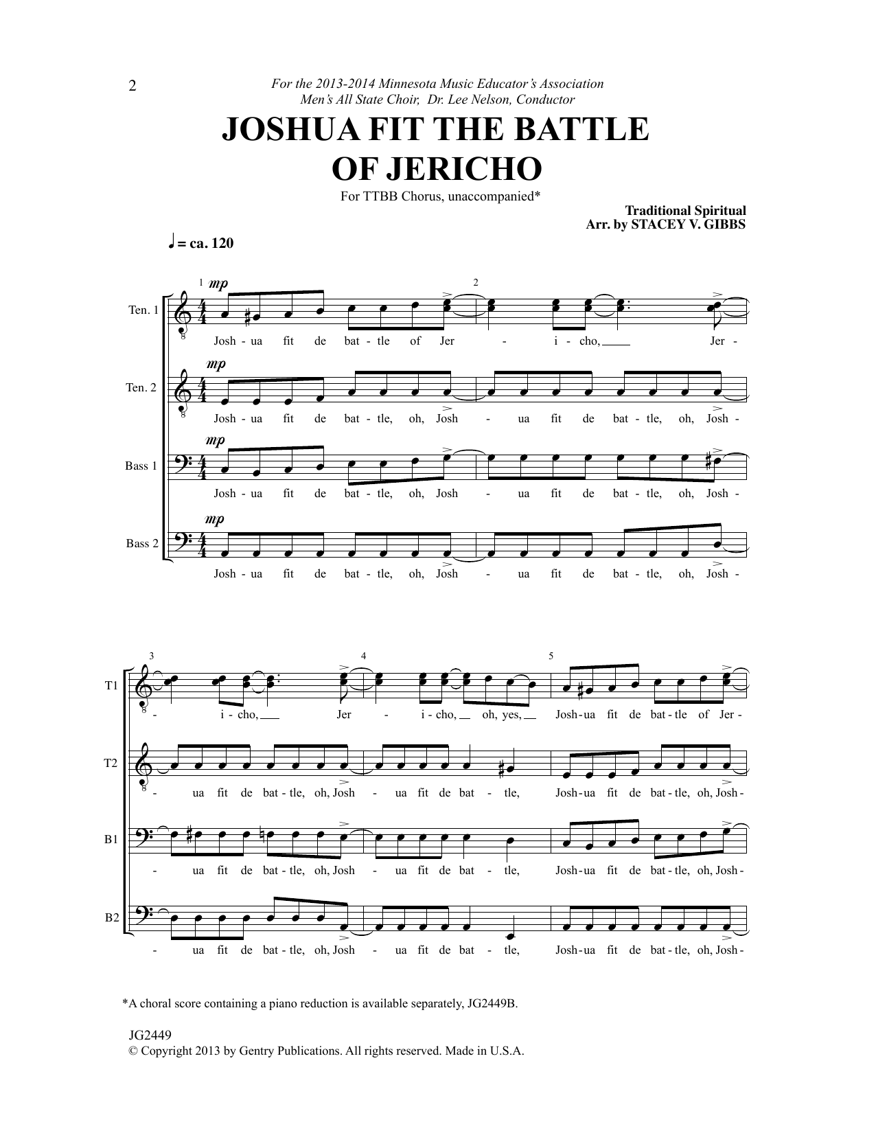 Traditional Spiritual Joshua Fit The Battle Of Jericho (arr. Stacey V. Gibbs) Sheet Music