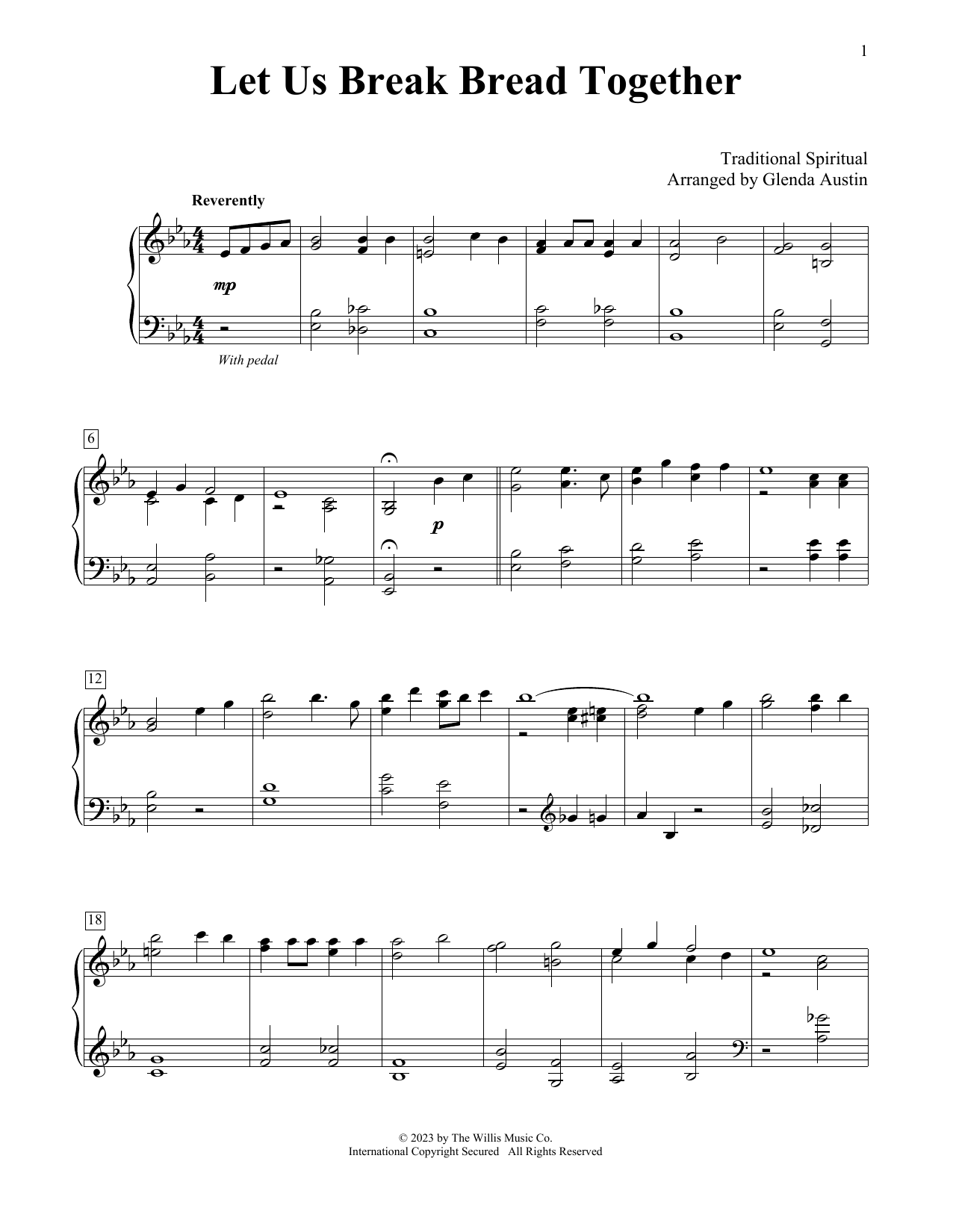 Traditional Spiritual Let Us Break Bread Together (arr. Glenda Austin) Sheet Music