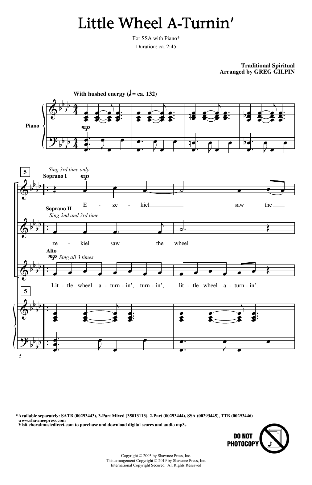 Traditional Spiritual Little Wheel A-Turnin' (arr. Greg Gilpin) Sheet Music