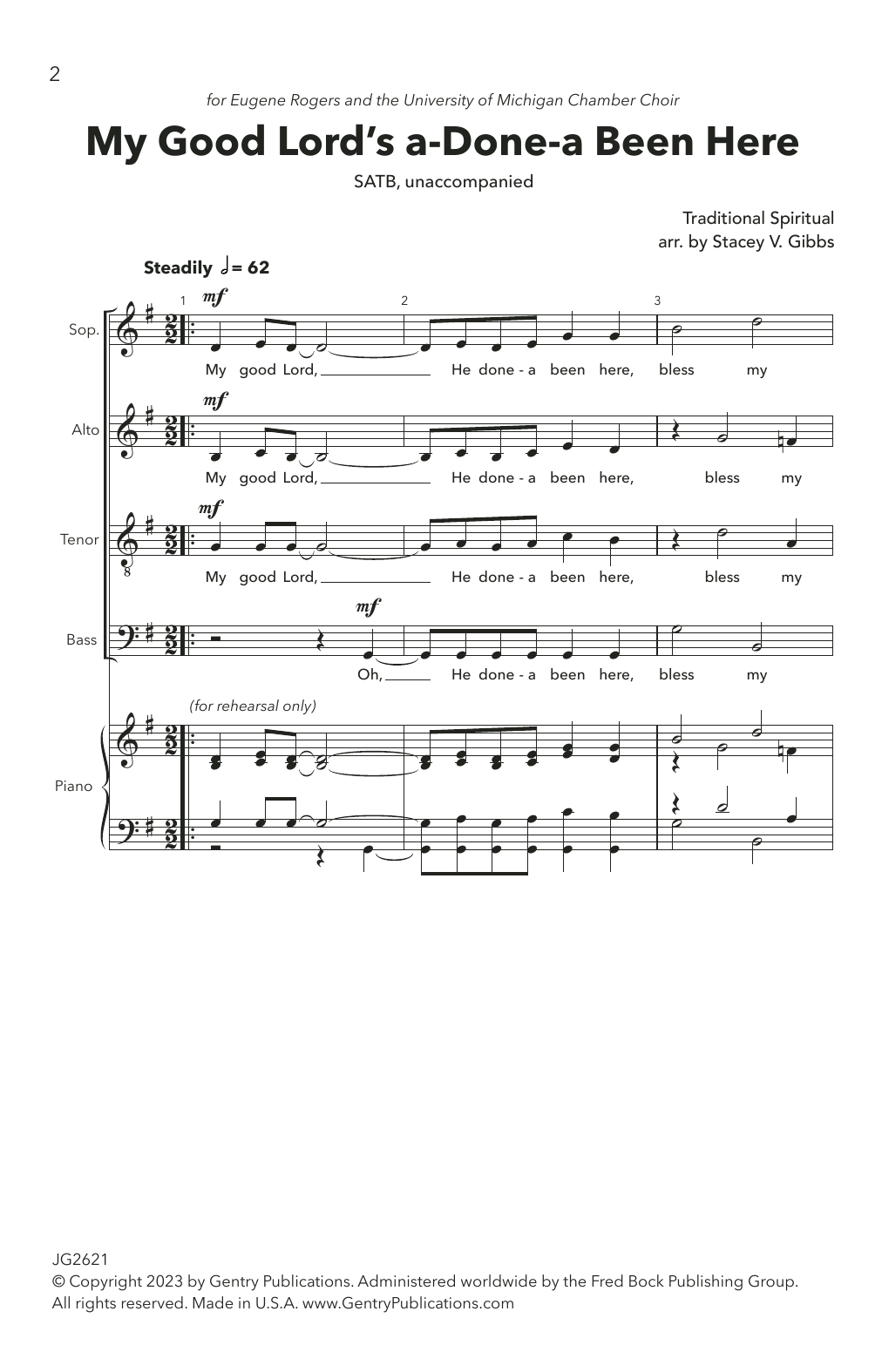 Traditional Spiritual My Good Lord's a-Done-a Been Here (arr. Stacey V. Gibbs) Sheet Music