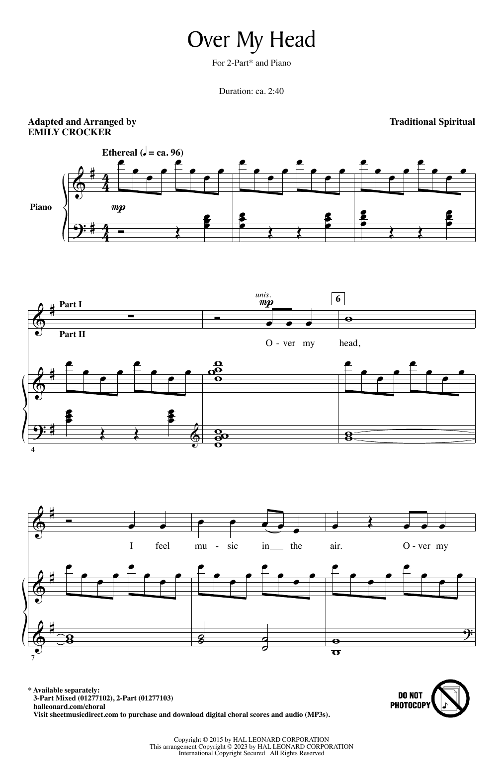 Traditional Spiritual Over My Head (arr. Emily Crocker) Sheet Music