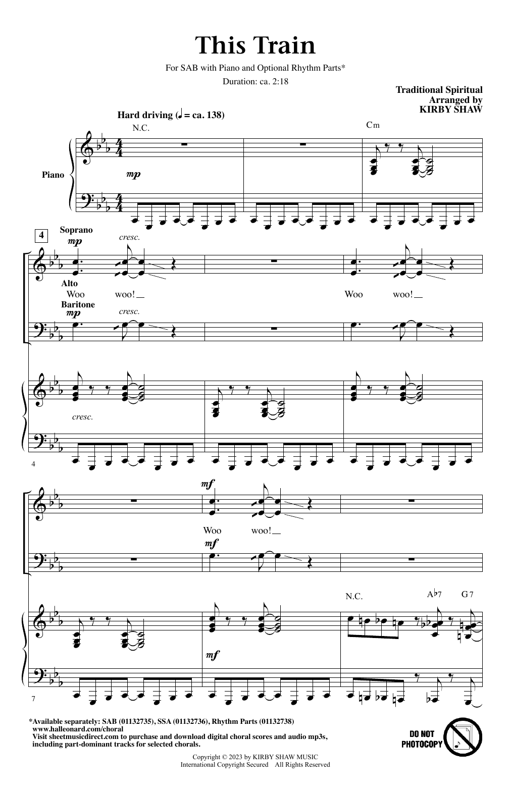 Traditional Spiritual This Train (arr. Kirby Shaw) Sheet Music