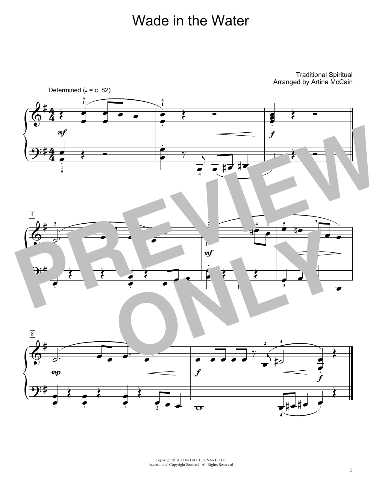 Traditional Spiritual Wade In The Water (arr. Artina McCain) Sheet Music