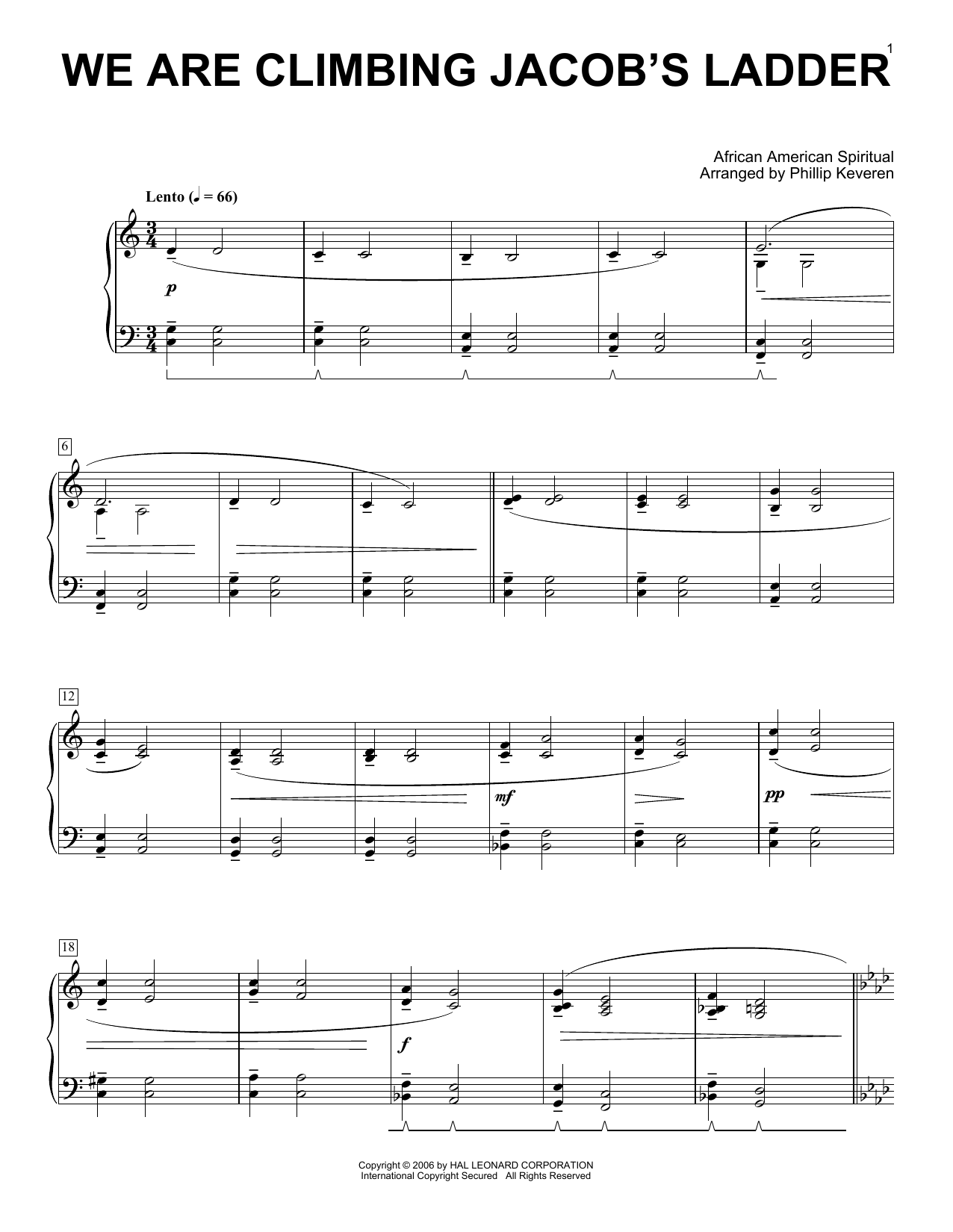 Traditional Spiritual We Are Climbing Jacob's Ladder (arr. Phillip Keveren) Sheet Music