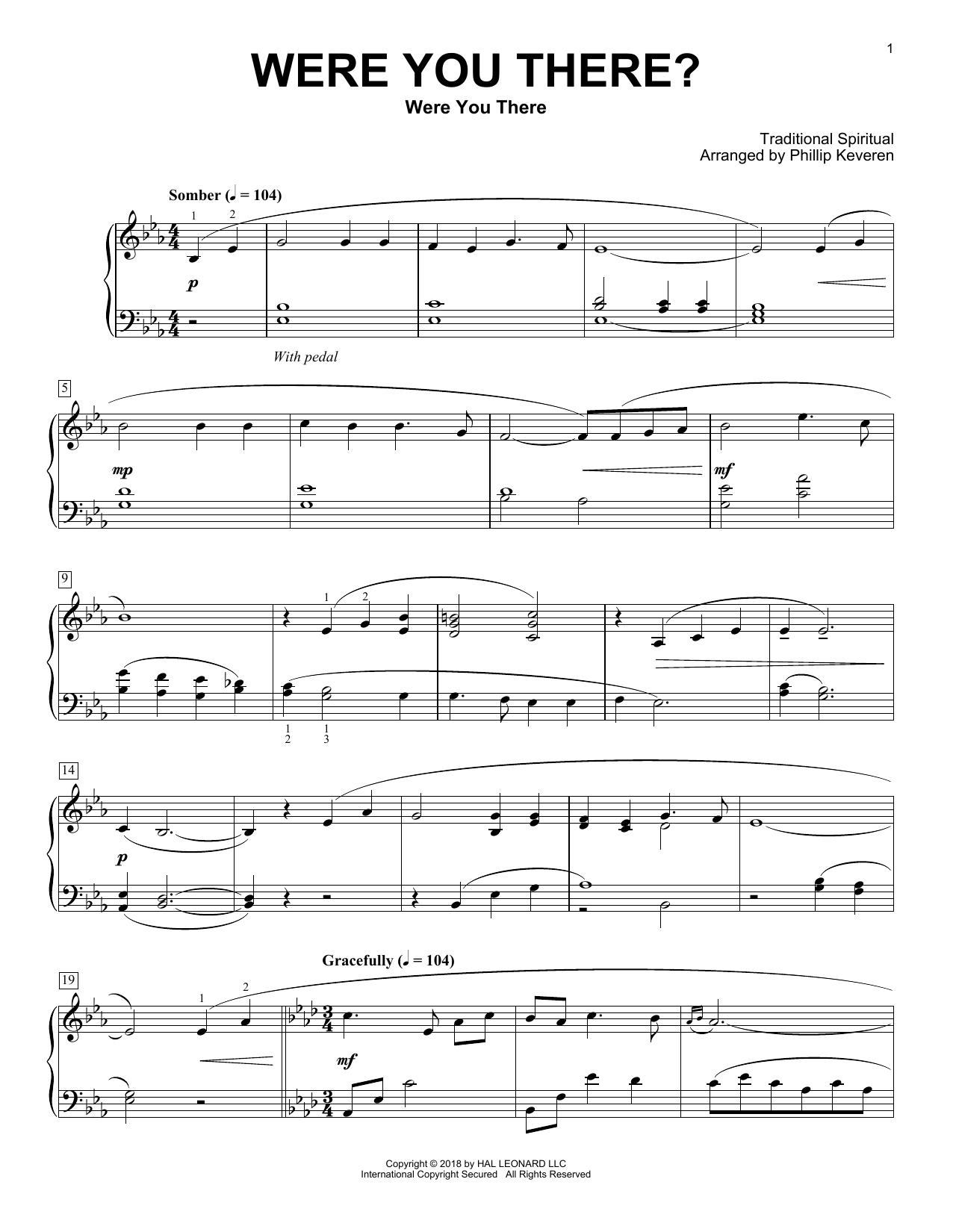 Traditional Spiritual Were You There? [Classical version] (arr. Phillip Keveren) Sheet Music