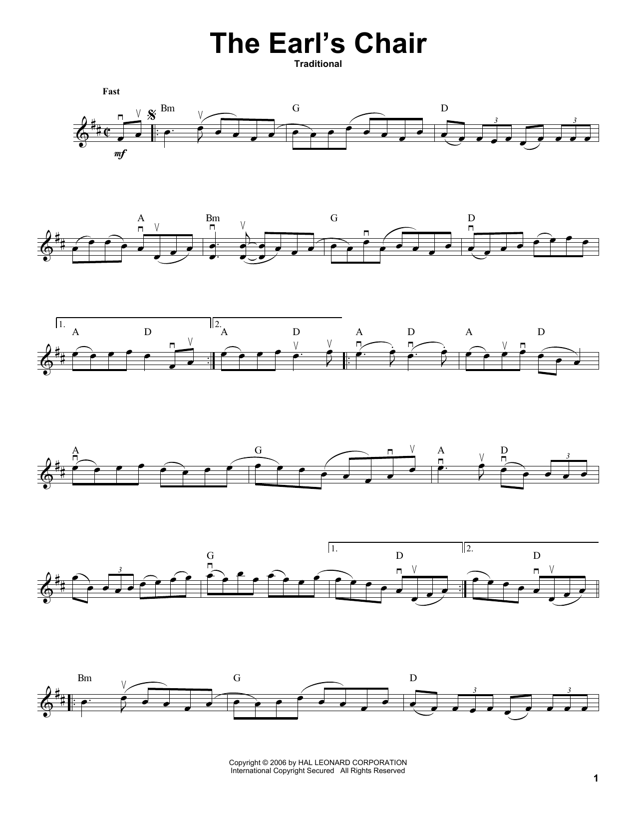 Traditional The Earl's Chair Sheet Music