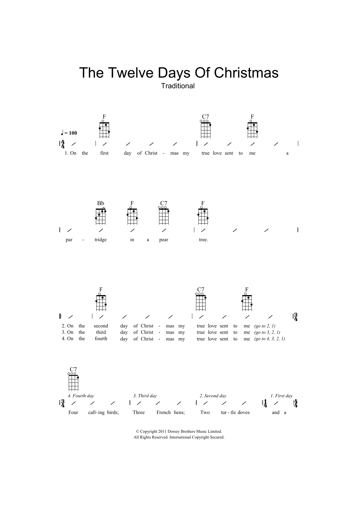Traditional The Twelve Days Of Christmas Sheet Music