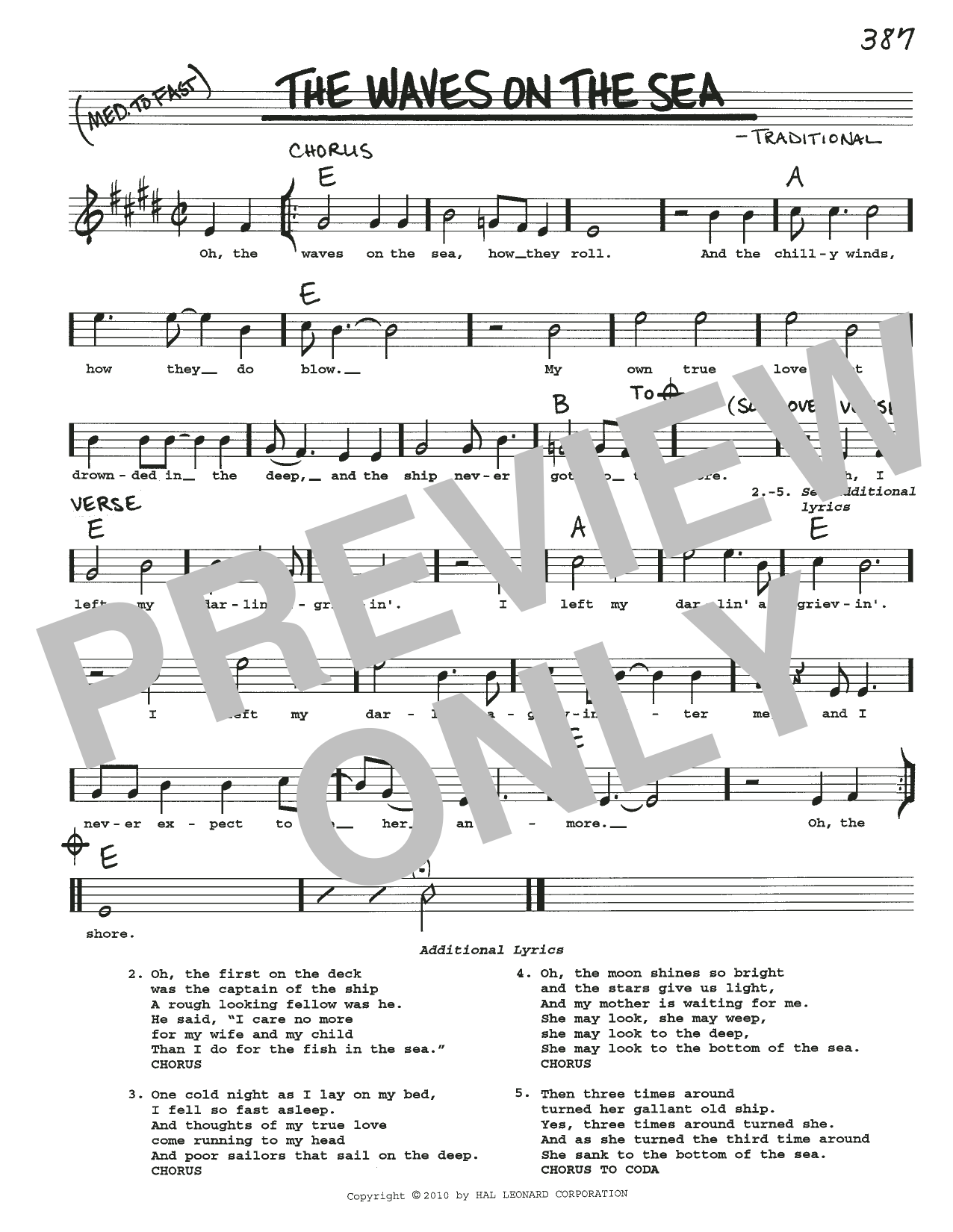 Traditional The Waves On The Sea Sheet Music