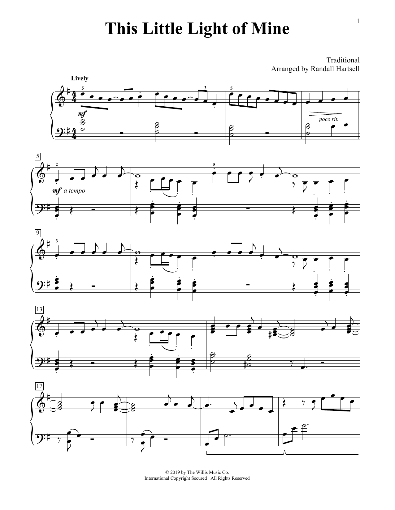 Traditional This Little Light Of Mine (arr. Randall Hartsell) Sheet Music