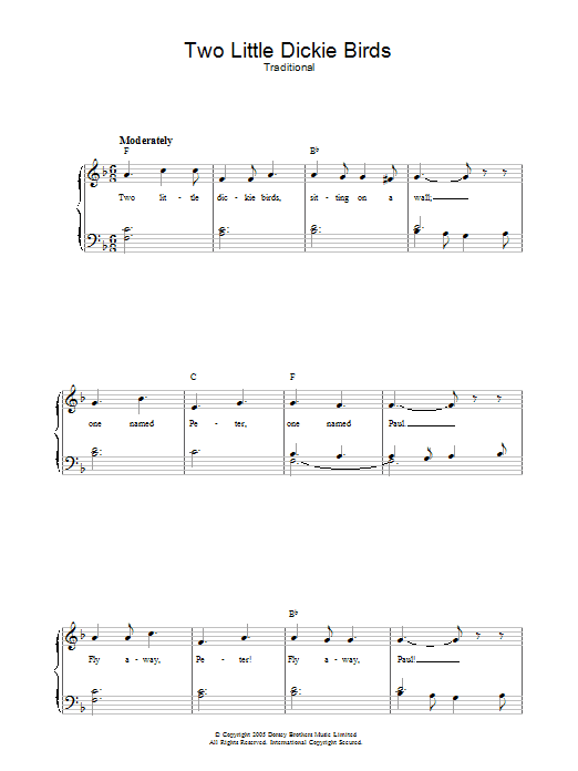 Traditional Two Little Dickie Birds Sheet Music
