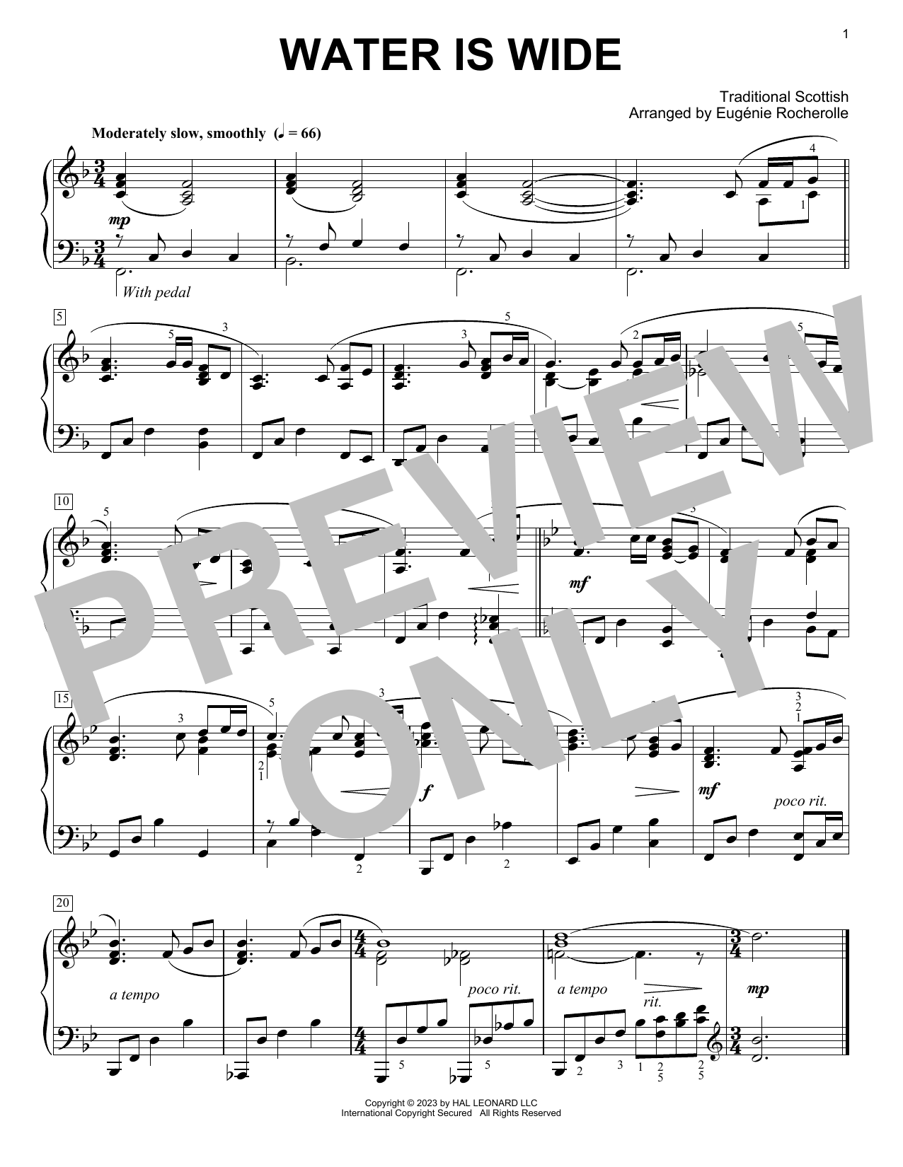 Traditional Water Is Wide (arr. Eugénie Rocherolle) Sheet Music