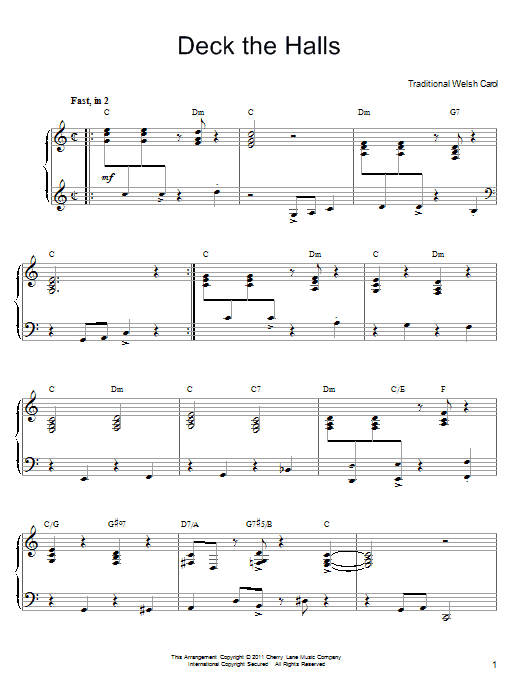 Traditional Welsh Carol Deck The Hall [Gospel version] Sheet Music