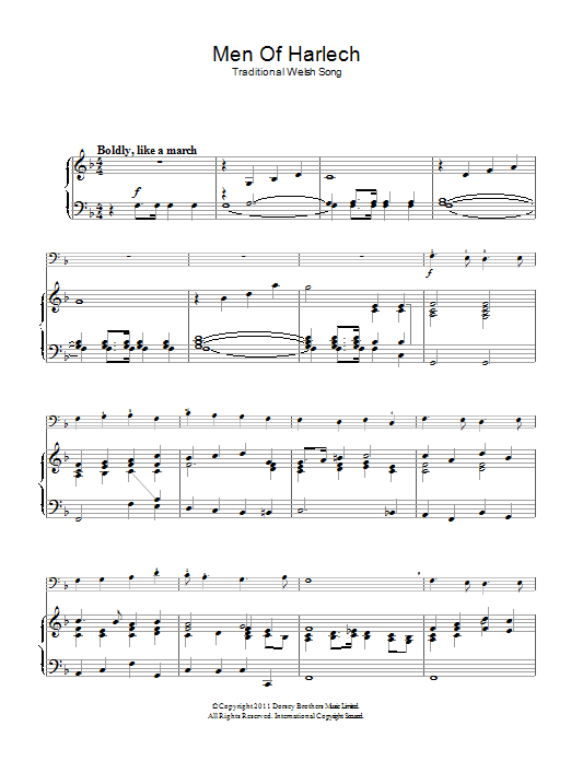 Traditional Welsh Song Men Of Harlech Sheet Music