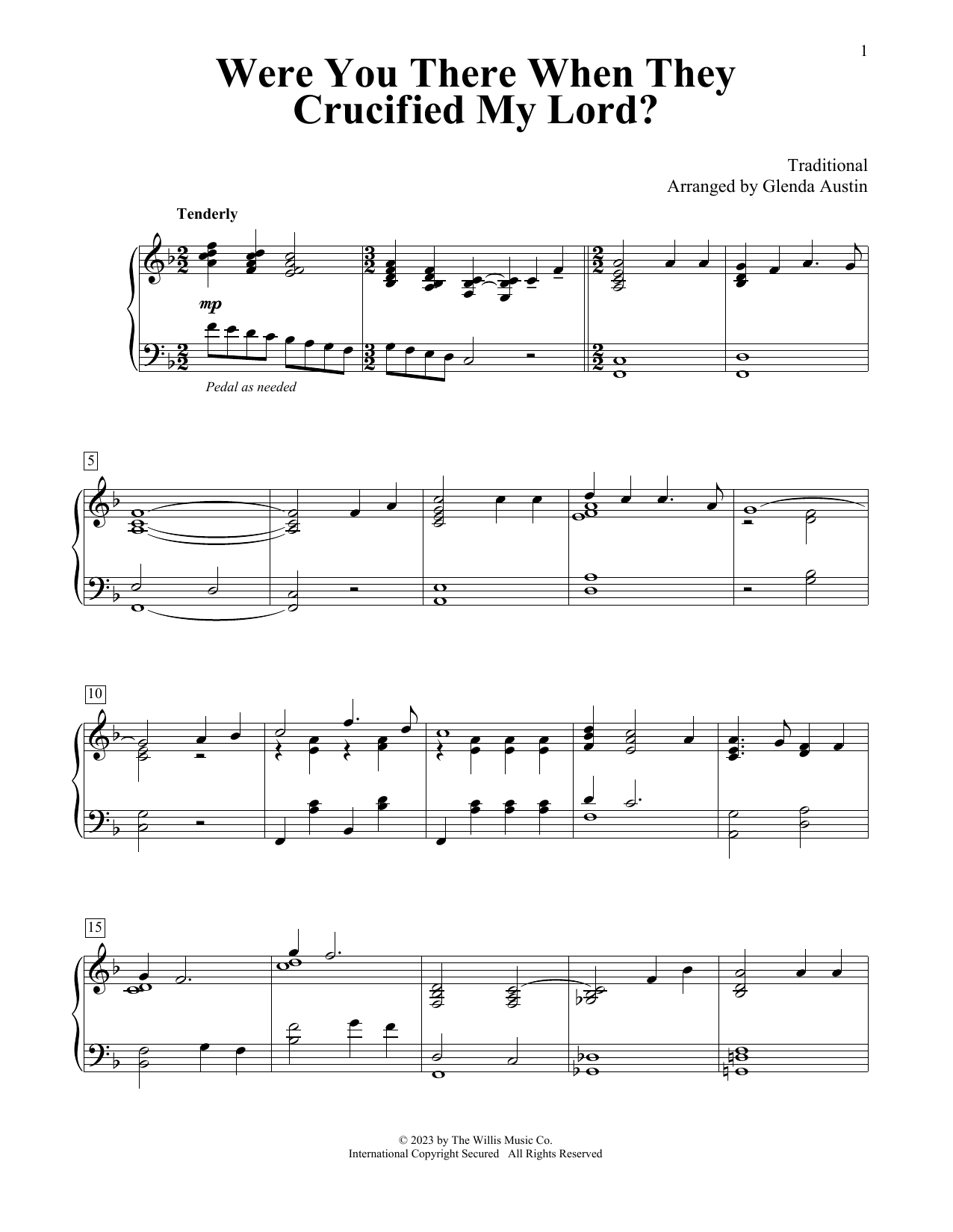 Traditional Were You There When They Crucified My Lord? (arr. Glenda Austin) Sheet Music