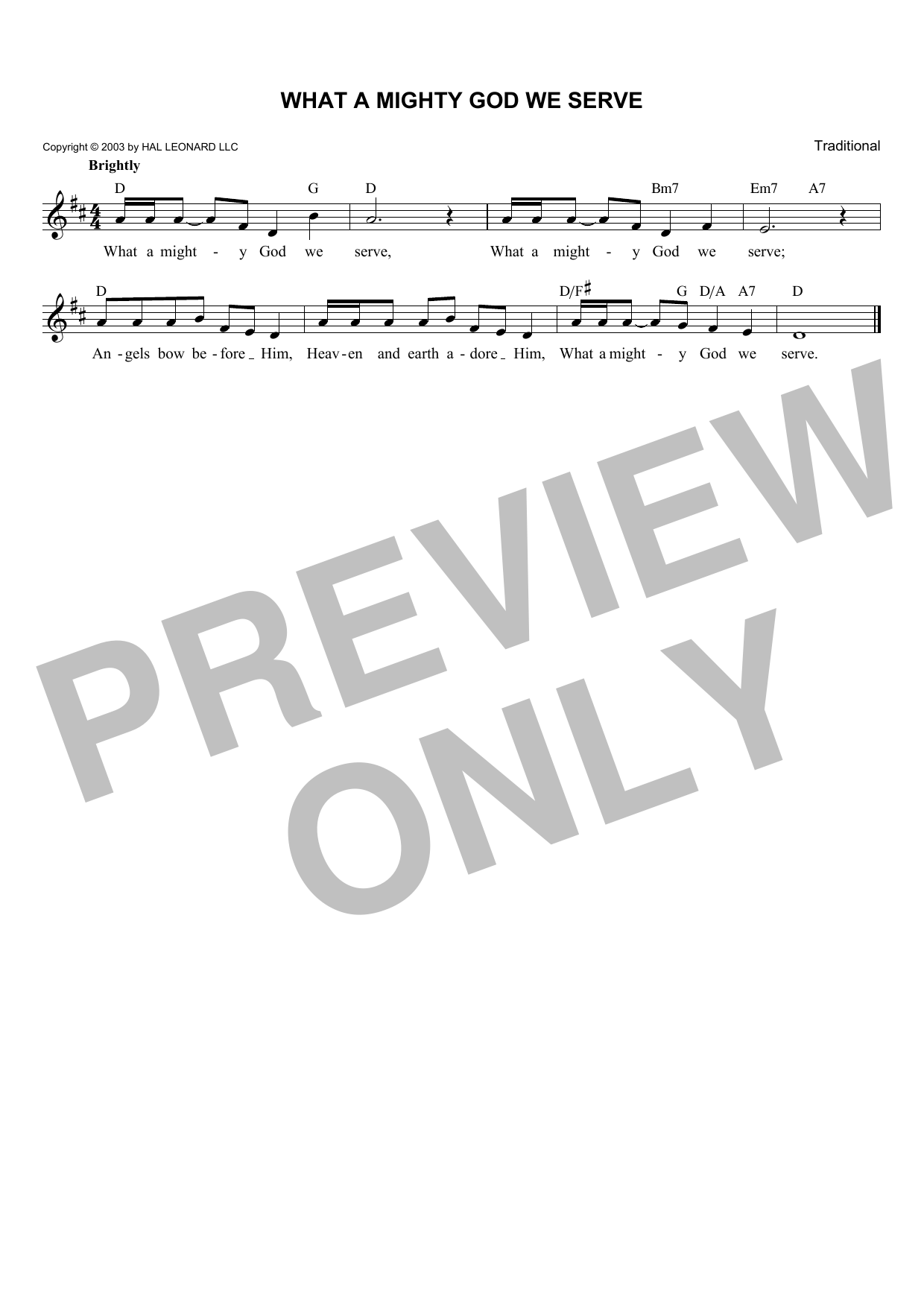 Traditional What A Mighty God We Serve Sheet Music