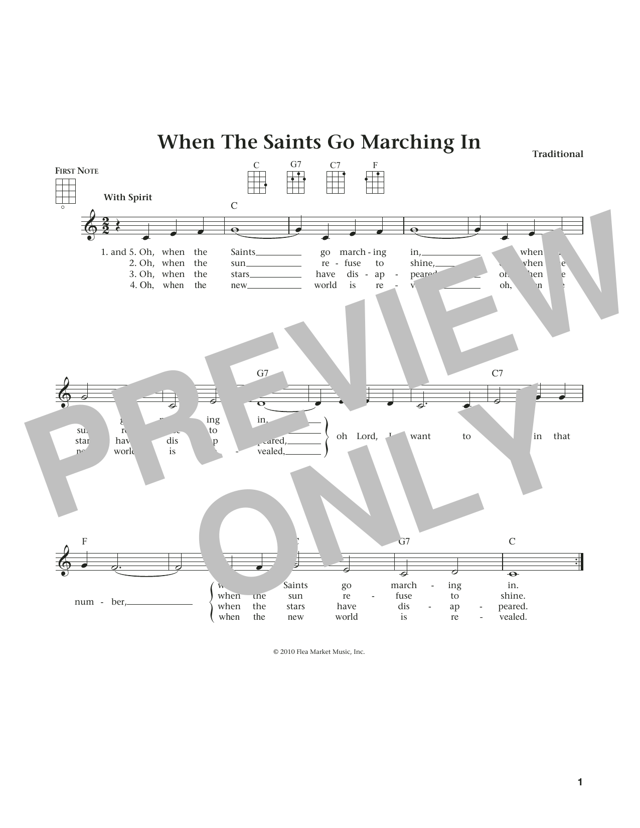Traditional When The Saints Go Marching In (from The Daily Ukulele) (arr. Liz and Jim Beloff Sheet Music