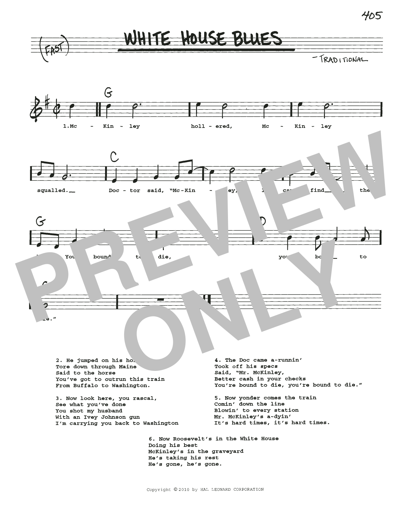 Traditional White House Blues Sheet Music