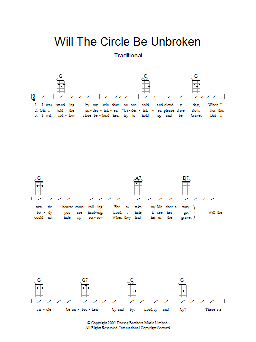 Traditional Will The Circle Be Unbroken Sheet Music