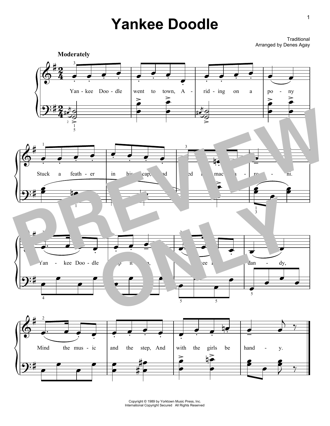Traditional Yankee Doodle (arr. Denes Agay) Sheet Music