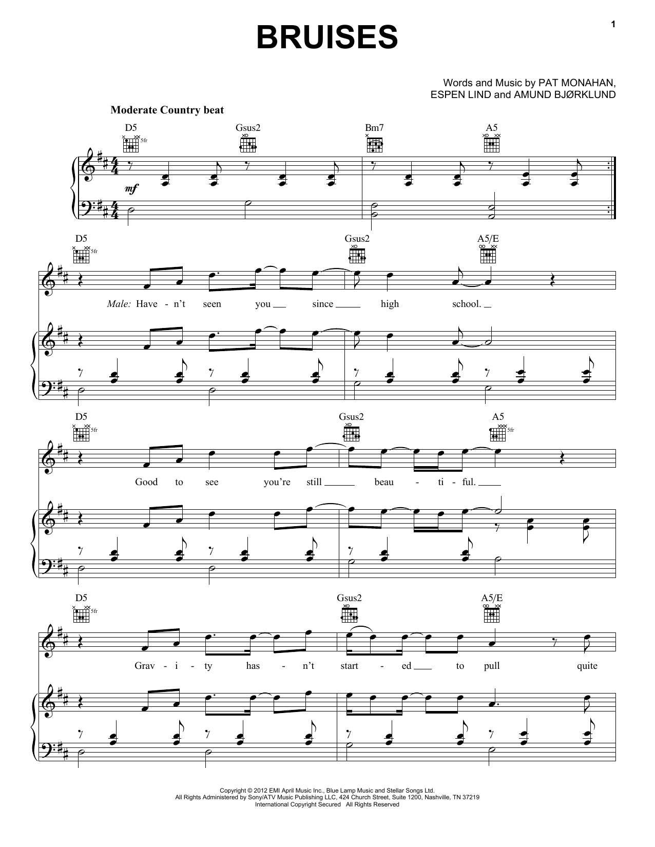 Train Bruises Sheet Music