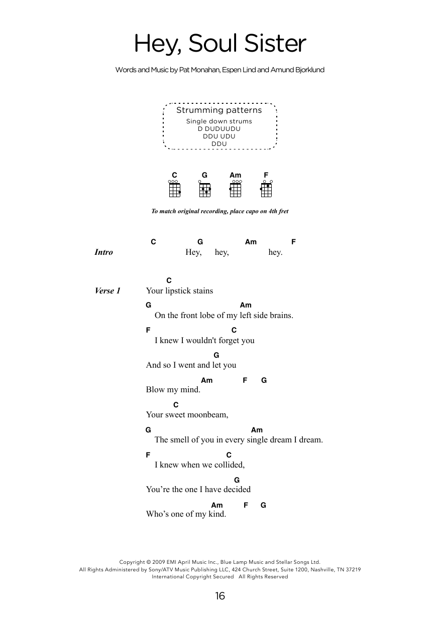 Train Hey, Soul Sister (arr. Elise Ecklund) Sheet Music