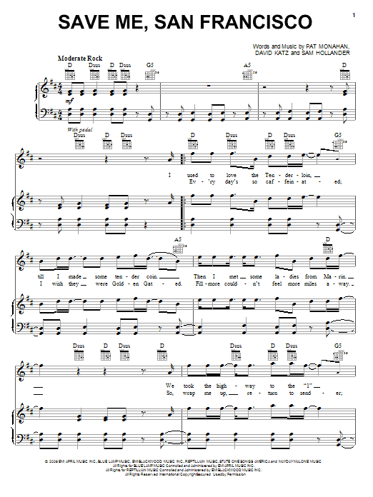 Train Save Me, San Francisco Sheet Music